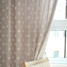 Load image into Gallery viewer, Sweet Polka dot woven curtain panel. Choose between a Grommet, Pull pleated or hook hanging application. Number of panels: 1 panel. Material: Cotton and Polyester. Pattern: Yarn Dyed. Technics: Woven.    
