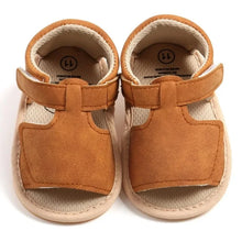 Load image into Gallery viewer, Made with soft materials and designed especially for newborns to 18 month olds, they are the perfect addition to any baby&#39;s wardrobe. Your little one will look and feel great while wearing these sandals, and you&#39;ll love the convenience of finding a quality pair of shoes that will grow with them. Don&#39;t miss out on giving your baby the best sandals for their growing feet!
