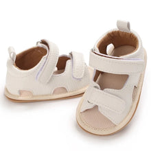 Load image into Gallery viewer, Indulge your little one in the ultimate comfort with our Valentina Baby Sandals, available in a variety of vibrant colors including green, black, white, and brown. Perfect for newborns up to 18 months, these stylish sandals are sure to make a statement and keep your baby&#39;s feet looking and feeling great..
