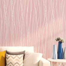 Load image into Gallery viewer, Spruce up your teenage room with this stripe wallpaper! Featuring seven colors, including grey, white, amethyst, teal, green, yellow and brown, it&#39;s an easy and stylish way to redecorate. Made of waterproof and formaldehyde-free vinyl, it&#39;s easy to install and removable, providing a fireproof, mildew- and moisture-resistant finish. Redesign your teen&#39;s bedroom with this eye-catching wallpaper.
