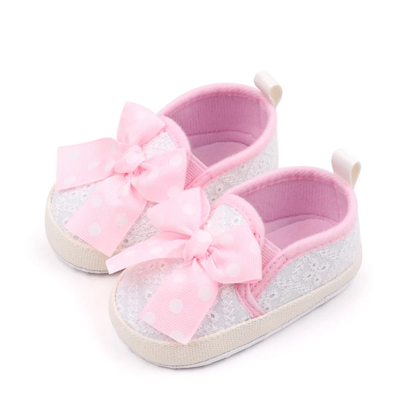 Dotted Bow Baby Shoes | Multiple Colors and Sizes