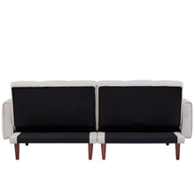 Load image into Gallery viewer, Unlock endless possibilities with the modern and elegant linen futon sofa. Its multi-functional design allows you to switch between a sofa, two armchairs, or a bed in three adjustable positions. Transform any room with this stylish futon for comfortable lounging and sleeping! Perfect for your kid&#39;s bedroom.

