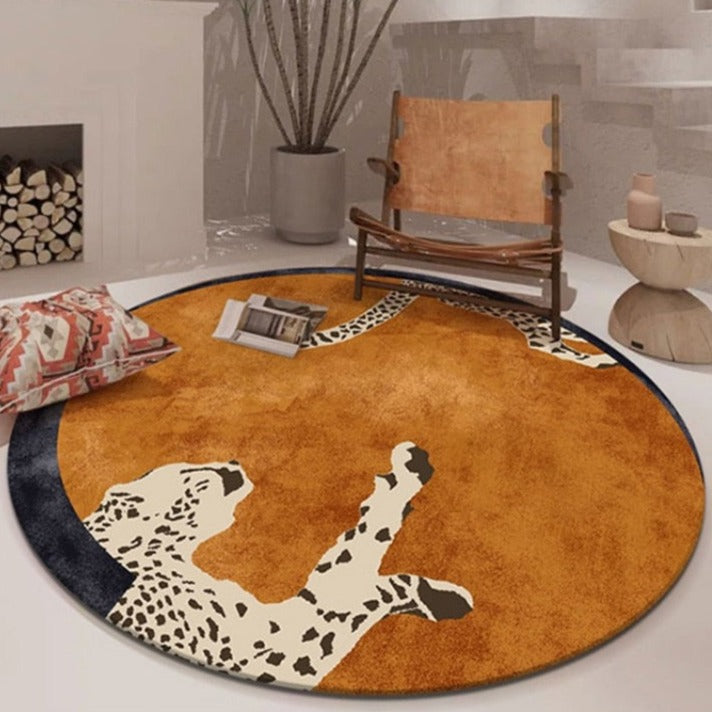 Spice up your kid's room with this modern cheetah rug! Crafted from polyester fiber, this eye-catching round rug is perfect to liven up any bedroom. Soft and comfortable to the touch, it comes in multiple colors to create a wild and adventurous atmosphere that’ll last for years to come. Make your child’s room a place of wonder and exploration!