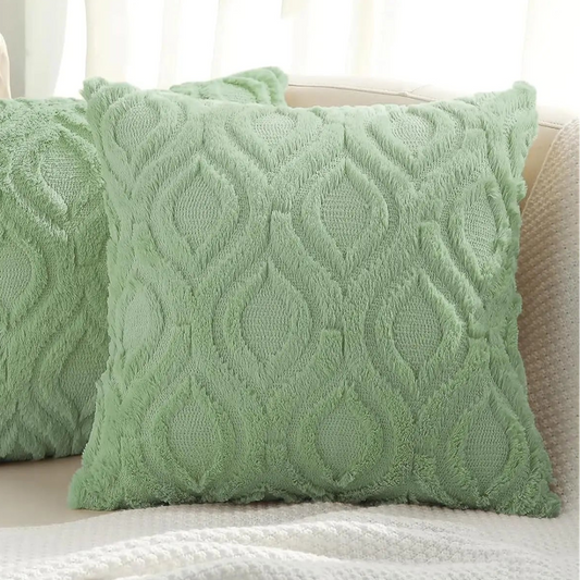 Transform the look of your children's bedroom or playroom with this unique Sage Green Geometric Plush Pillow Cover. Made from soft and fluffy flannel on both sides, this decorative throw pillow guarantees ultimate comfort and a touch of modern style.
