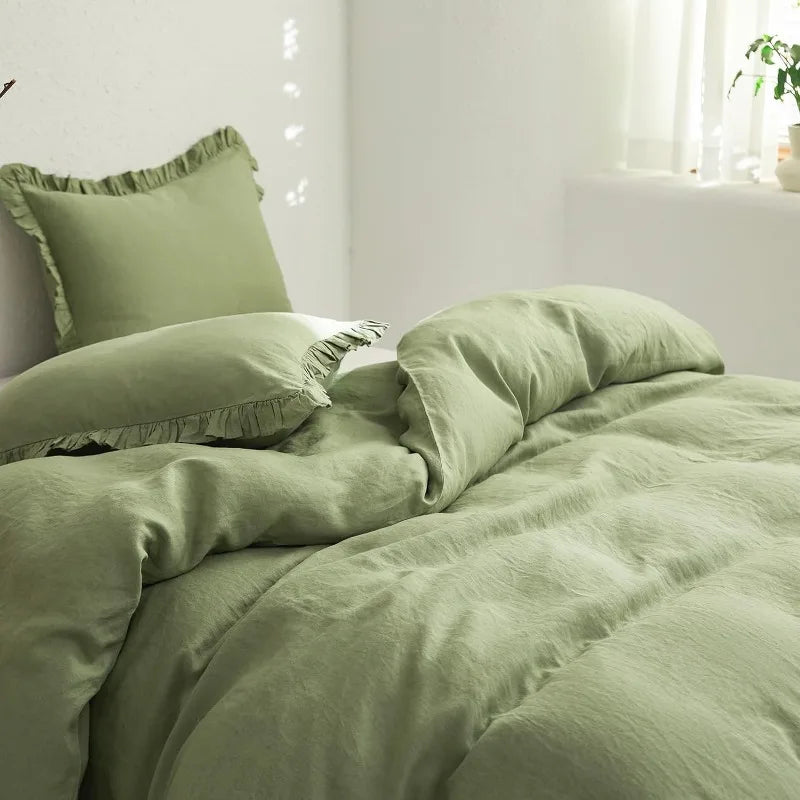 Sage Green Vintage French Linen Duvet Cover Set | Multiple Sizes