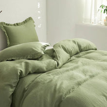 Load image into Gallery viewer, Sage Green Vintage French Linen Duvet Cover Set | Multiple Sizes
