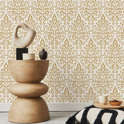 Transform your child's bedroom or playroom into an inspiring and delightful space with this durable and functional yellow vintage wallpaper. Enhance the area with this unique addition.
