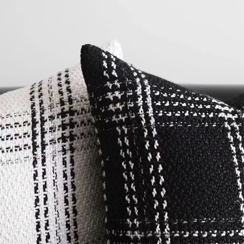 White Geometric Plaid Pillow Cover | Multiple Sizes