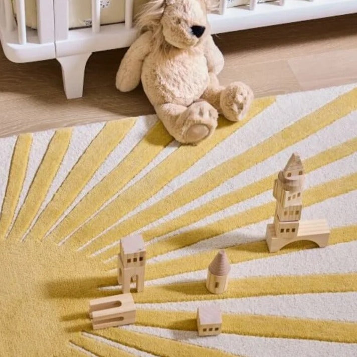 This sun rug offers a soft and plush feel perfect for kid's bedrooms. The 100% polyester fiber construction ensures it's exceptionally comfortable and durable. Choose from multiple sizes to find your perfect fit.   SIZES 23.62 x 35.43 inches (60cm x 90cm) | 1.96ft. x 2.95ft. 31.49 x 62.99 inches (80cm x 160cm) | 2.62ft. x 5.24ft. 39.37 x 47.24 inches (100cm x 120cm) | 3.28ft. x 3.93ft. 39.37 x 62.99 inches (100cm x 160cm) | 3.28ft. x 5.24ft. 