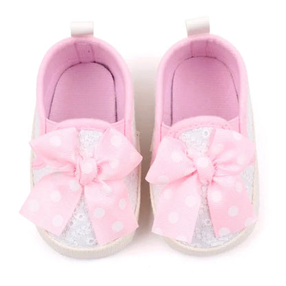 Dotted Bow Baby Shoes | Multiple Colors and Sizes