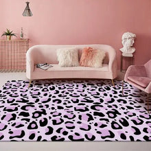 Load image into Gallery viewer, Dress your kid&#39;s bedroom floor with this cool purple leopard rug! With its bold black and white pattern, you&#39;ll be able to jazz up your space with ease. Plus, it&#39;s made of polyester and is easy to clean, so you can keep it looking stylish for years to come. Get it now and bring some rug fashion into your teen&#39;s bedroom!
