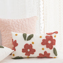 Load image into Gallery viewer, Decorate your children&#39;s bedroom with this stylish pink daisy pillow cover! It is crafted to be soft and comfortable while being stylish enough to be a great addition to the room. Its embroidered pattern adds a touch of sophistication to your nursery or kids&#39; bedroom.   Size: 11.81 x 19.68 inches (30 x 50cm) Material: Cotton and Polyester. Technics: Woven. Open: Zipper. Solid color back. Pillow insert (Filling) not included. 
