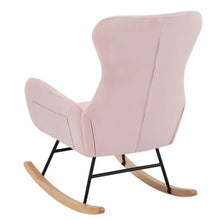 Load image into Gallery viewer, Experience gentle rocking while cuddled up in this cozy pink velvet rocking chair! Upholstered with soothing velvet fabric, it&#39;s the perfect addition for your little one&#39;s nursery - providing moments of relaxation and comfort. Dimensions: 25.9&quot; x 25.9&quot; x 37.8&quot; H
