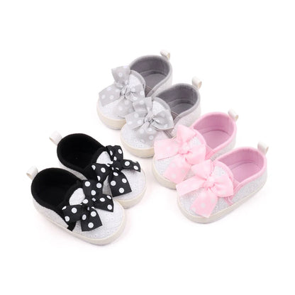 Dotted Bow Baby Shoes | Multiple Colors and Sizes