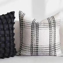 Load image into Gallery viewer, Looking for a little something to spruce up your kid&#39;s bedroom? Look no further than this white plaid pillow cover - handcrafted and woven to perfection! Made with a cozy blend of polyester and cotton. Pillow inserts not included.Sizes 17.75 x 17.75 inches (45 x 45cm). 11.81 x 19.68 inches (30 x 50cm). 19.68 x 19.68 inches (50 x 50cm) .
