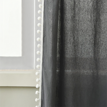 Load image into Gallery viewer, Bring sophistication and elegance to your home interior with this gorgeous grey linen curtain panel. Featuring a luxurious tassel pattern and a choice of hanging styles, this exquisite curtain will add texture and depth to any room. Enjoy the timeless beauty and effortless setup of this one-of-a-kind curtain.

