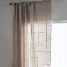 Load image into Gallery viewer, Create a unique look with this one-of-a-kind plaid curtain panel! Woven from cotton and linen, the subtle design adds texture and depth, with a grommet, pull pleated, or hook hanging for easy setup. Transform your kid&#39;s space with this stylish statement piece, and make it a space you both love! Machine washable for easy care.

