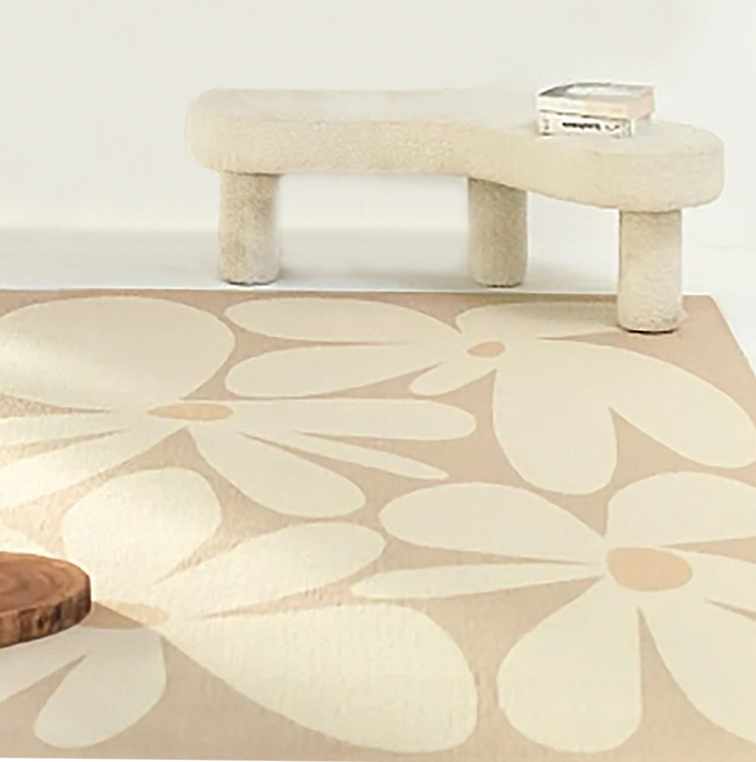 This easy to clean taupe daisy rug is the perfect choice for your child's bedroom. Crafted from polyester, it features a modern minimalist design and is available in multiple colors. Soft and durable, it makes an ideal addition to any home.