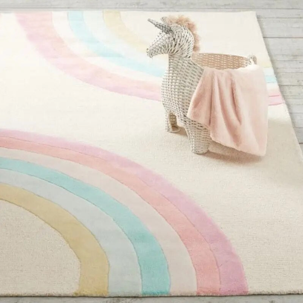 Brighten any room with this plush fluffy rainbow rug. Its vibrant colors and soft texture make it a perfect addition to your child's bedroom or nursery. It is available in multiple sizes, making it easy to choose the perfect fit for your space.   SIZES 23.62 x 35.43 inches (60cm x 90cm) | 1.96ft. x 2.95ft. 31.49 x 62.99 inches (80cm x 160cm) | 2.62ft. x 5.24ft. 39.37 x 47.24 inches (100cm x 120cm) | 3.28ft. x 3.93ft. 39.37 x 62.99 inches (100cm x 160cm) | 3.28ft. x 5.24ft.