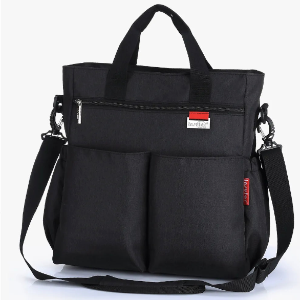 This multi-functional Charcoal Grey Diaper Bag is a waterproof and colorful option for carrying your baby's essentials.  Dimension: 11.81 x 13.18 x 3.93 inches (W x L x D) 30cm x 10cm x 33.5cm   Closure Type: zipper Main Material: Polyester