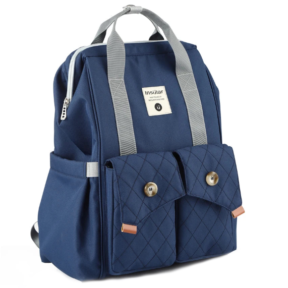 The Dark Blue Diaper Backpack is a fashionable and practical solution for parents on-the-go. This versatile bag comes with stroller straps and a changing pad for added convenience, making it an essential item for modern parents. Size: 10.62 x 16.14 x 6.69 inches (W x H  x D) 27cm x 41cm x 17cm Material: Polyester Closure Type: Zipper Item Weight: 0.55kg