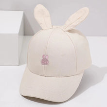 Load image into Gallery viewer, Introducing the adorable Bunny Ears Baseball Hat, available in pink, black, white, and khaki for children newborn to 3 years old! Perfect for adding a touch of cuteness to any outfit.
