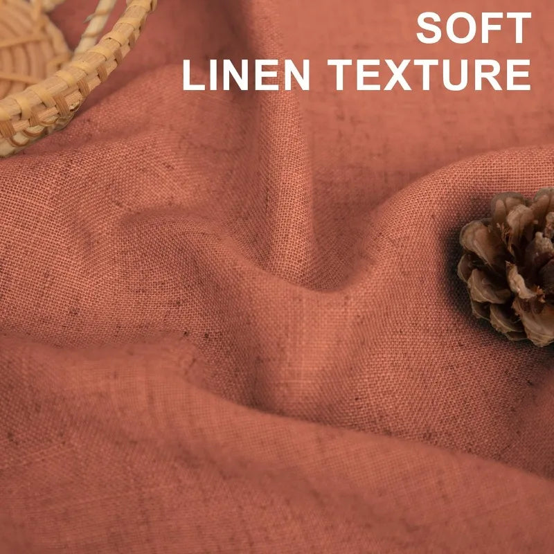 Terra-cotta Sheer Linen Blend Curtain Set