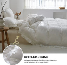 Load image into Gallery viewer, Expertly woven with 100% linen material, this white duvet cover is the perfect addition to your child&#39;s bedroom. Equipped with a 100TC thread count and a fabric count of 40, this cover offers a beautiful, yet functional, option for any bed. Duvet insert and pillow insert not included.  

