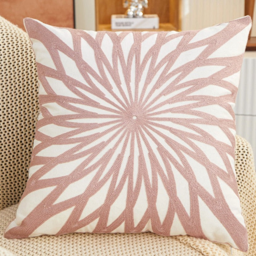 Embroidered Floral Pillow Cover | Multiple Colors