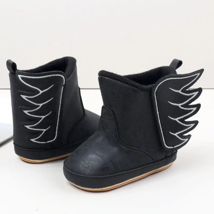 Designed with both style and comfort in mind, these baby wing boots are perfect for your little one from the moment they are born up to 18 months old. With multiple sizes and colors available, you'll have a pair for every occasion. Not only will they keep your baby's feet warm and cozy, but they'll also add a touch of fashion to their outfit. Expertly crafted with high-quality materials, these boots are durable and long-lasting, making them a practical choice for any parent.