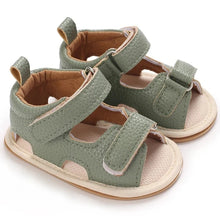 Load image into Gallery viewer, Indulge your little one in the ultimate comfort with our Valentina Baby Sandals, available in a variety of vibrant colors including green, black, white, and brown. Perfect for newborns up to 18 months, these stylish sandals are sure to make a statement and keep your baby&#39;s feet looking and feeling great..
