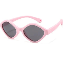 Load image into Gallery viewer, The perfect pair of sunglasses for the little ones in your life - these polarized UV400 sun glasses are flexible, anti-reflective, and come in multiple colors including a vibrant pink. Designed in a retro diamond shape, your child will be stylish and protected from the sun&#39;s harmful rays.
