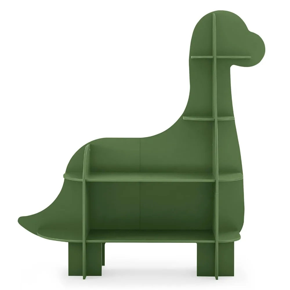 This green dinosaur bookcase is the perfect blend of practicality and fun. It features multiple shelf sizes to provide enough room for books, keepsakes, or anything else you'd like to display. Crafted with 10,000+ chemicals and VOCs tests for air quality certification, this bookcase is sure to add a charming touch to your kid's bedroom.
