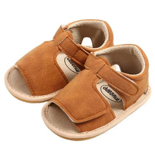 Load image into Gallery viewer, Made with soft materials and designed especially for newborns to 18 month olds, they are the perfect addition to any baby&#39;s wardrobe. Your little one will look and feel great while wearing these sandals, and you&#39;ll love the convenience of finding a quality pair of shoes that will grow with them. Don&#39;t miss out on giving your baby the best sandals for their growing feet!
