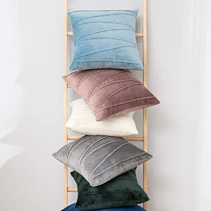 Elevate the appearance and feel of your kids' bedroom or playroom with our Beige Striped Pillow Cover Set. Made from soft velvet, this decorative throw pillow cover provides both comfort and style. Perfectly complement any space with this unique and cozy accent piece.