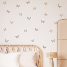 Load image into Gallery viewer, Brighten up any nursery or kids&#39; room with our butterfly decals! These vibrant vivid stars are made of eco-friendly, waterproof PVC to add a touch of color and fun to any flat surface. Easy to apply without tools, just peel, stick and watch faces light up with joy! Comes with 6 sheets of 6 butterflies each, totaling 36 in all. Get creative and enjoy! Butterfly size: 2.95 inches x 3.23 inches ( 7.5cm x 8.2cm). 
