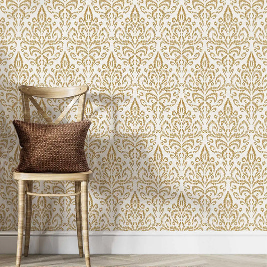 Transform your child's bedroom or playroom into an inspiring and delightful space with this durable and functional yellow vintage wallpaper. Enhance the area with this unique addition.