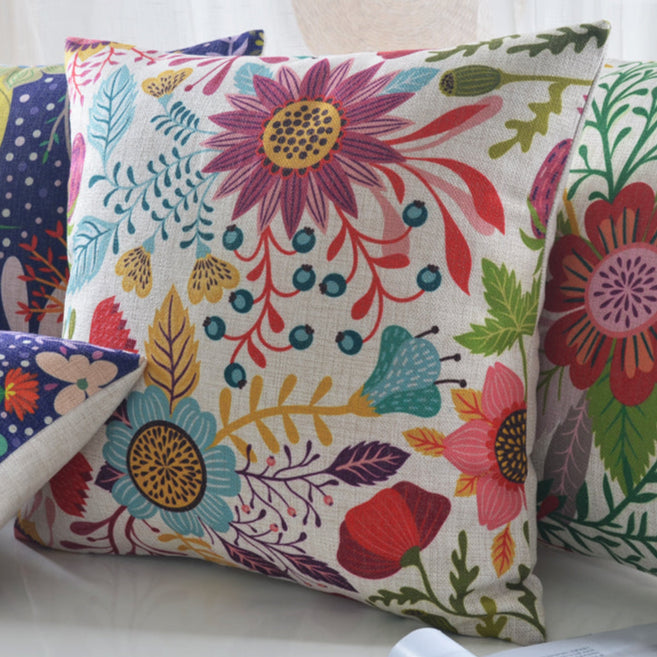 Get ready for the ultimate colorful explosion in your child's bedroom or playroom with this multi-colored floral pillow. You have the option of choosing either a pillowcase or a pillow with insert, and there are multiple sizes available to suit your needs. Get ready for some serious floral fun! (But not too serious, of course).