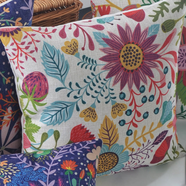 Get ready for the ultimate colorful explosion in your child's bedroom or playroom with this multi-colored floral pillow. You have the option of choosing either a pillowcase or a pillow with insert, and there are multiple sizes available to suit your needs. Get ready for some serious floral fun! (But not too serious, of course).