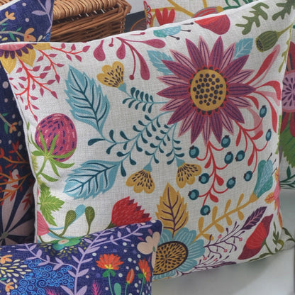 Get ready for the ultimate colorful explosion in your child's bedroom or playroom with this multi-colored floral pillow. You have the option of choosing either a pillowcase or a pillow with insert, and there are multiple sizes available to suit your needs. Get ready for some serious floral fun! (But not too serious, of course).