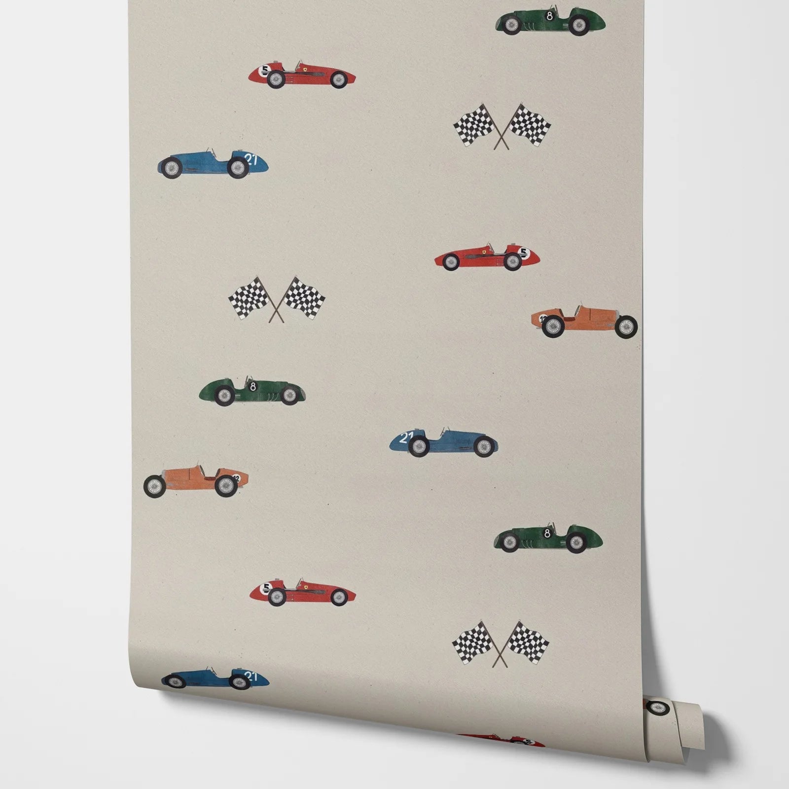 Discover the enchantment of our antique race car wallpaper in your child's bedroom or playroom. It is waterproof, moisture-proof, mold-proof, and provides sound absorption, making it a long-lasting and practical addition to any room.