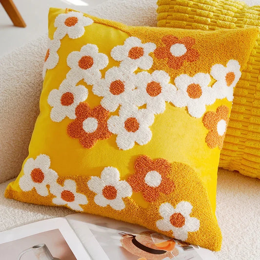 Elevate the appearance of your children's bedroom or playroom with this vibrant yellow field of daisies pillowcase. Crafted from soft cotton fabric, this decorative throw pillowcase exudes both comfort and style, making it a unique and cozy accent for any space.