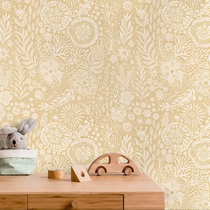 Bring some magic into your child's bedroom or playroom with our yellow floral wallpaper. Not only is it waterproof and moisture-proof, but it also keeps mold away and reduces sound. Make your space durable, functional and inspiring with this unique wallpaper that will surely delight!