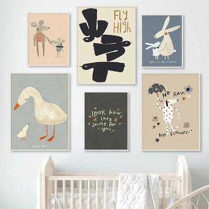Transform any kids' bedroom or playroom into an inviting space with Sweet Animals Art on Canvas.