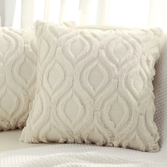 Get your kids' bedroom or playroom looking fresh and funky with this beige geometric pillow cover. These decorative throw pillow covers are crafted from fluffy flannel fabric on both sides, ensuring a luxuriously cozy and cuddly feel. Say hello to comfort and style with this one-of-a-kind accent piece.