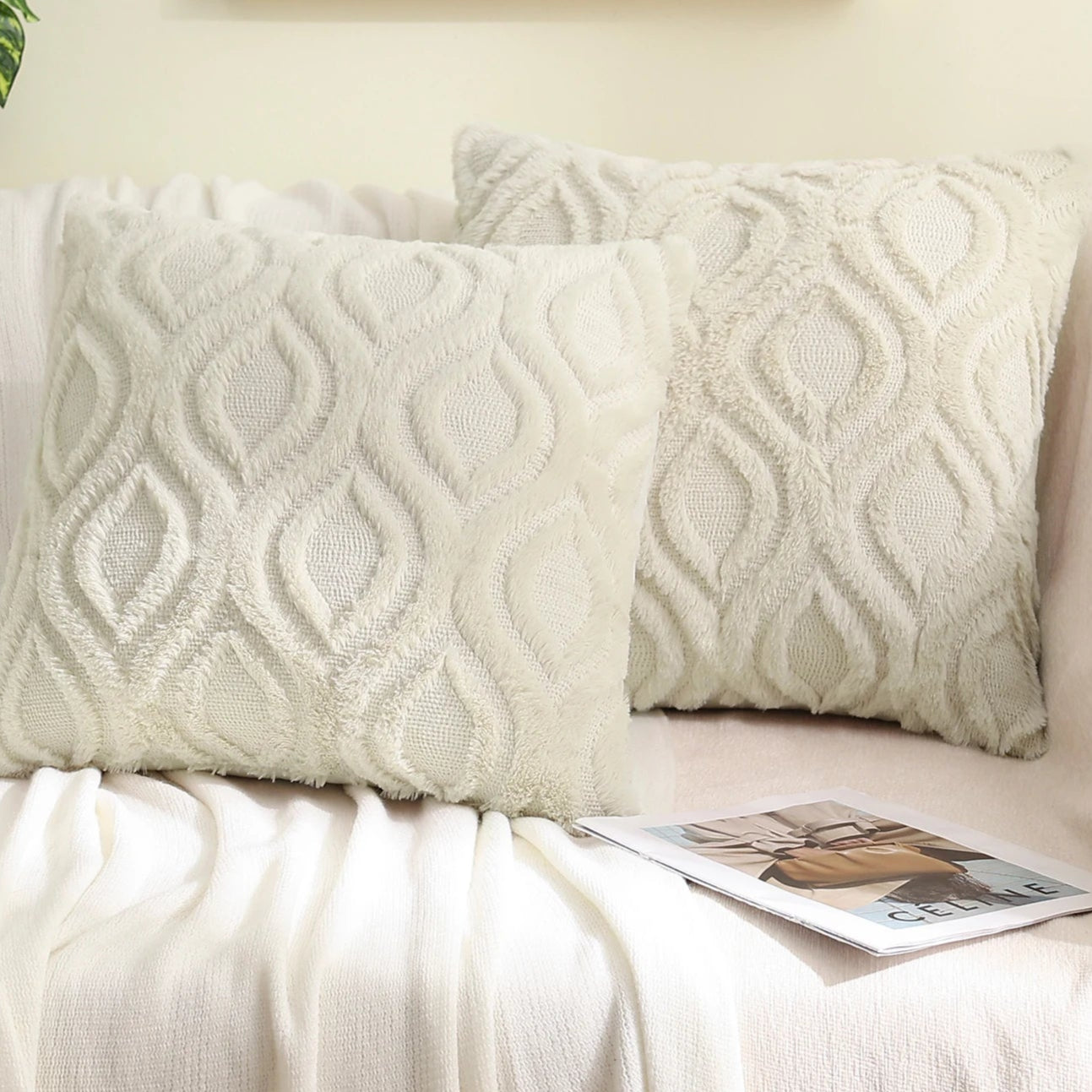 Get your kids' bedroom or playroom looking fresh and funky with this beige geometric pillow cover. These decorative throw pillow covers are crafted from fluffy flannel fabric on both sides, ensuring a luxuriously cozy and cuddly feel. Say hello to comfort and style with this one-of-a-kind accent piece.