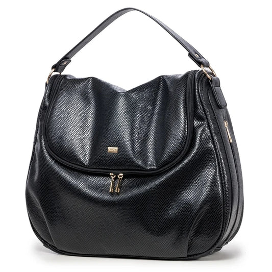 Our Black Shoulder Diaper Bag is more than just a stylish accessory - it's the perfect solution for busy parents on the go! With convenient pockets and compartments, you'll always be prepared for any occasion. Say goodbye to bulky and boring diaper bags, and hello to effortless organization and sleek design.