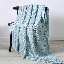 Load image into Gallery viewer, Bring the warmth of cozy comfort into your kid&#39;s bedroom with this soft, blue knitted throw blanket! Crafted from light weight material, your little one can snuggle up in luxurious softness for a better night&#39;s sleep.  Size: 47 x 70 inches (120cm x 177cm)
