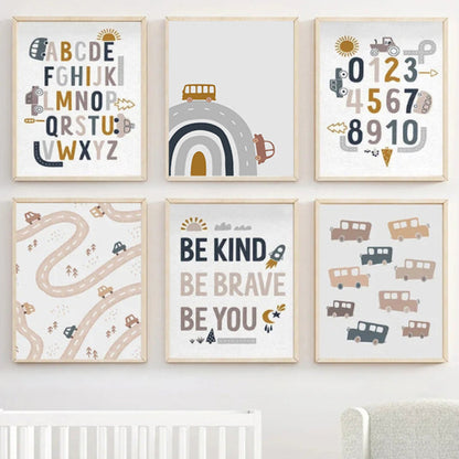 Brighten up your little one's bedroom or playroom with this delightful "On the Road" canvas art! Perfect for tiny adventurers who dream of big journeys and exciting destinations. A fun addition to any wall that needs a splash of imagination!