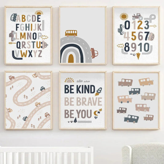 Brighten up your little one's bedroom or playroom with this delightful "On the Road" canvas art! Perfect for tiny adventurers who dream of big journeys and exciting destinations. A fun addition to any wall that needs a splash of imagination!